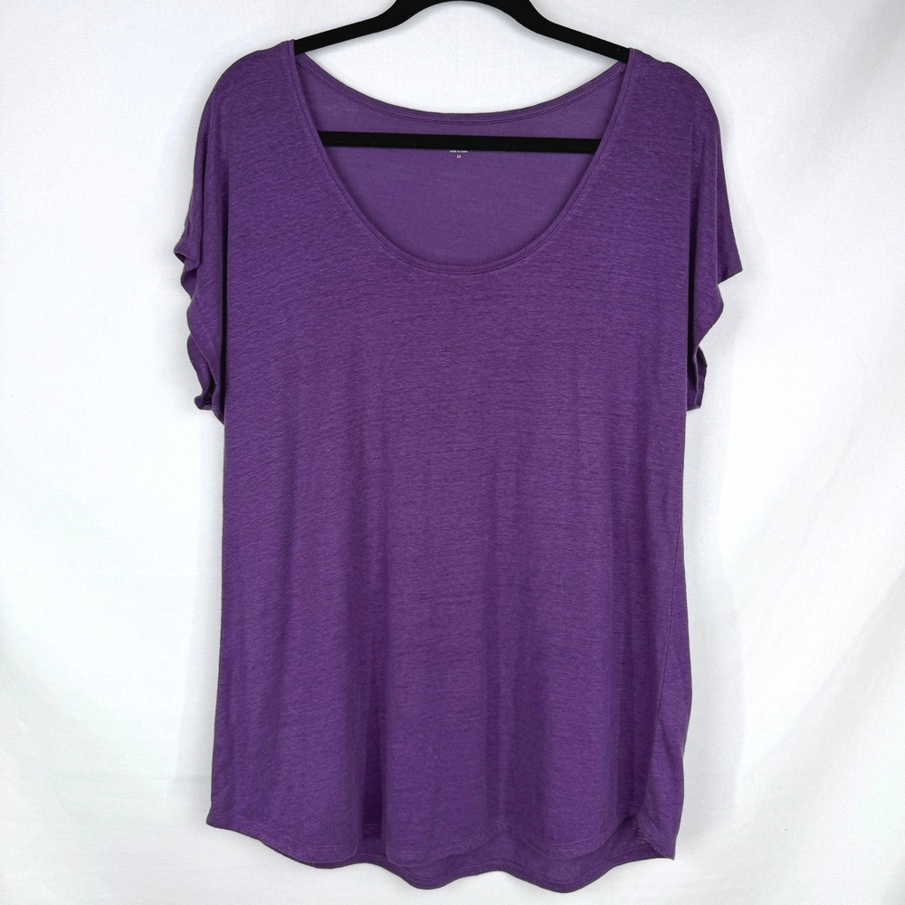 Eileen Fisher 100% Linen Scoop Neck Top Size M Minimalist Coastal Grandmother